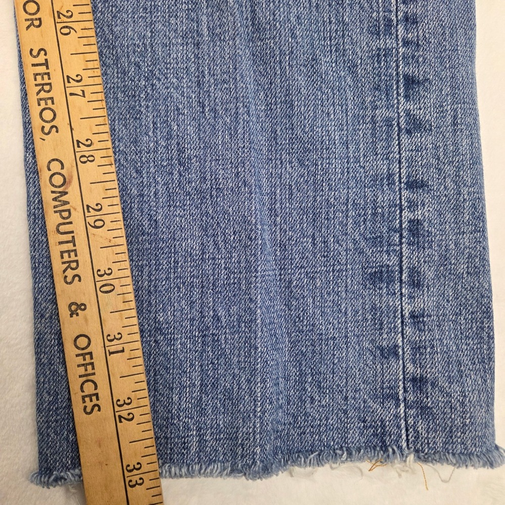 Levi's 501 Men W28 L34 Blue Straight Leg Button Fly Cut Off Raw Hem Jeans 0574 - Picture 4 of 10